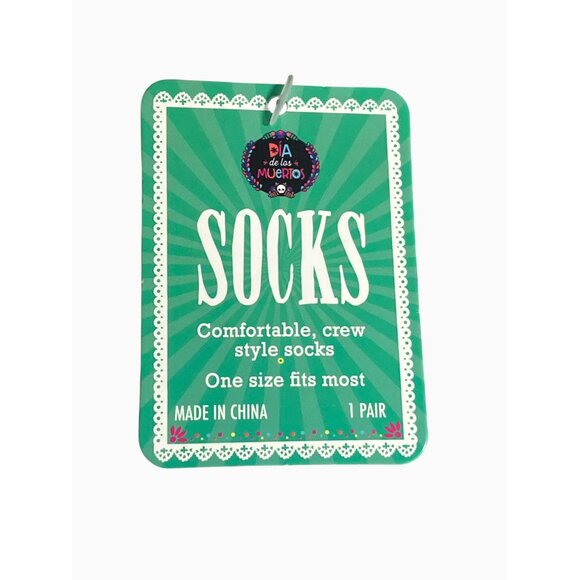 Dia De Los Muertos Halloween Skull Crew Socks One Size Fits Most - Picture 3 of 8